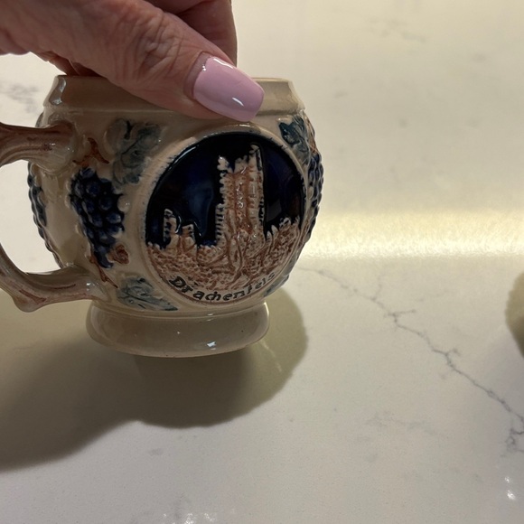 Vintage Ceramic Mugs with Blue and Cream Design German - Picture 5 of 7